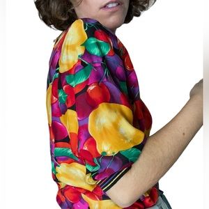 vintage 80s silk fruit 🍉 top